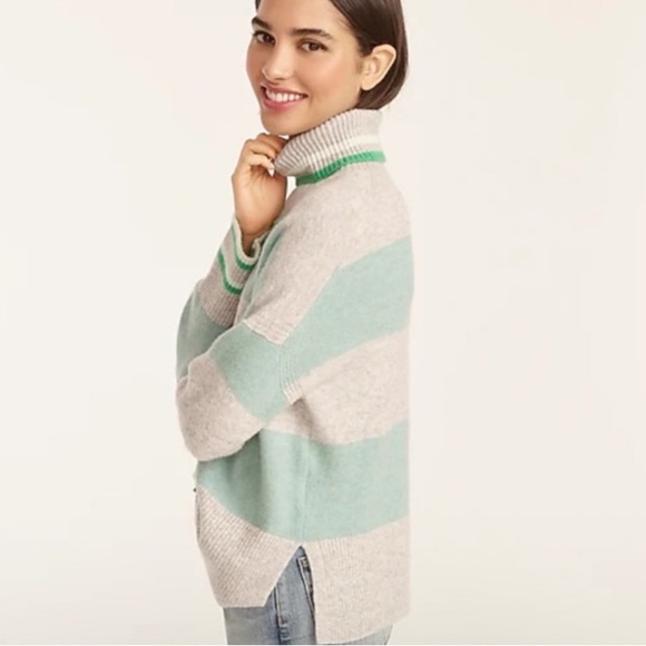 J Crew Supersoft Striped Boxy Turtleneck Sweater - Picture 3 of 16